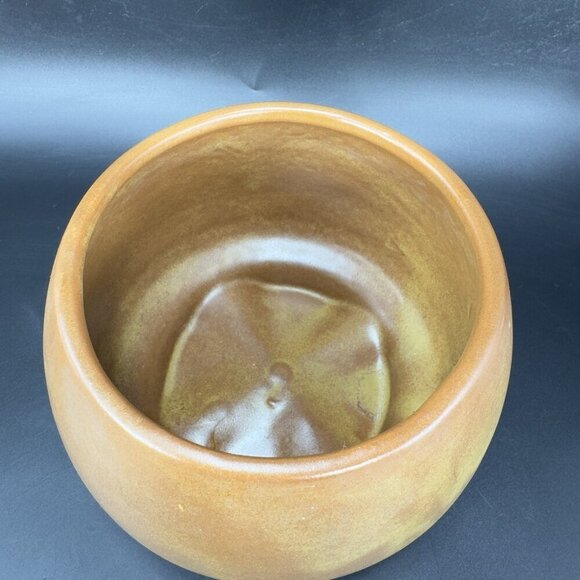 Vintage Footed Flower Pot Planter Bowl Pottery Brown Glaze MCM Decorative Decor - Picture 3 of 14
